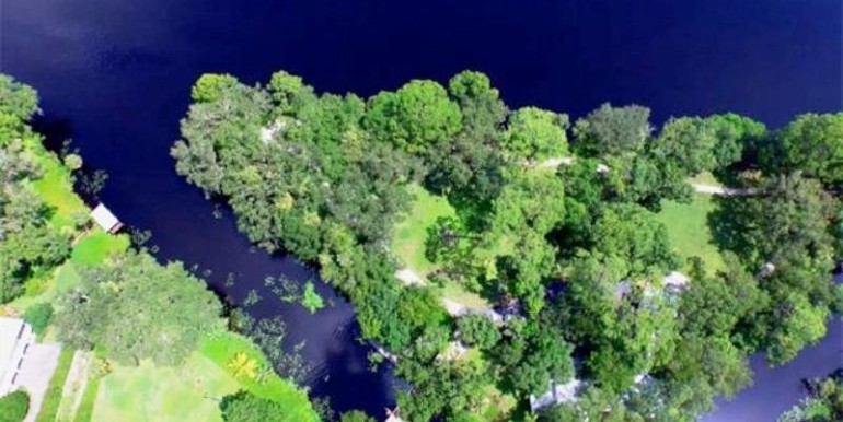 Caloosa Island Overhead View with Bridge and River Frontage